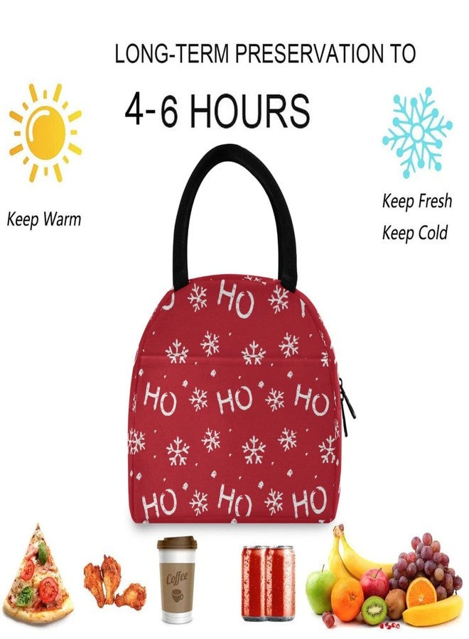 ZzWwR Christmas Snowflake Santa Claus Laugh Reusable Lunch Tote Bag with Front Pocket Insulated Thermal Zipper Closure Cooler Container Bag for School Work Picnic Travel Fishing Beach - Image 3